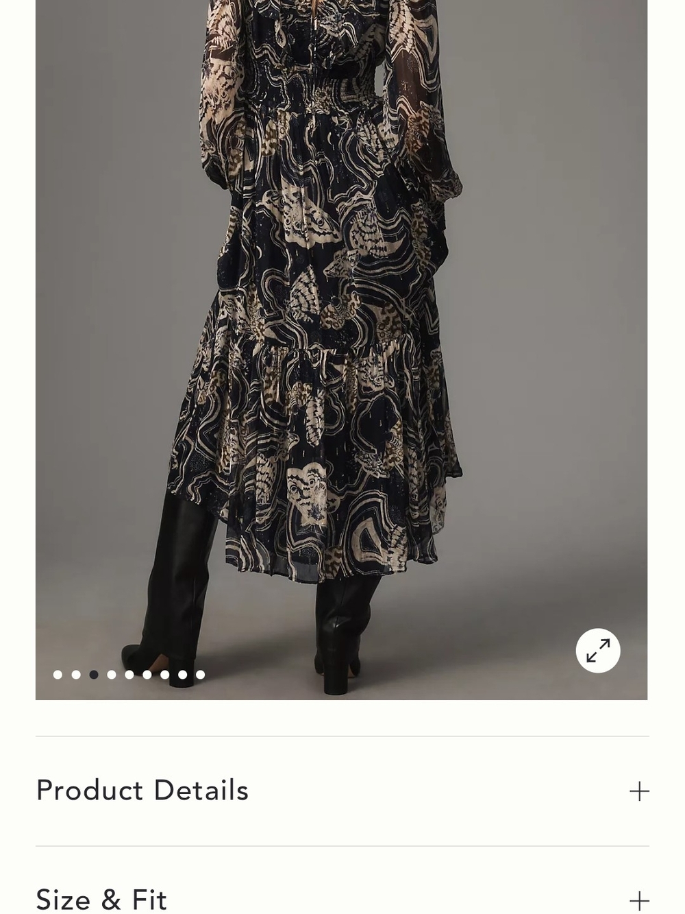 Anthropologie Black & Cream Tiered Midi Dress